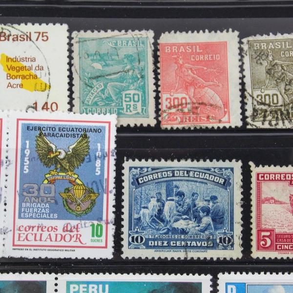 Lot of 43 Used South America Stamps Argentina Bolivia Brazil Chile Ecuador