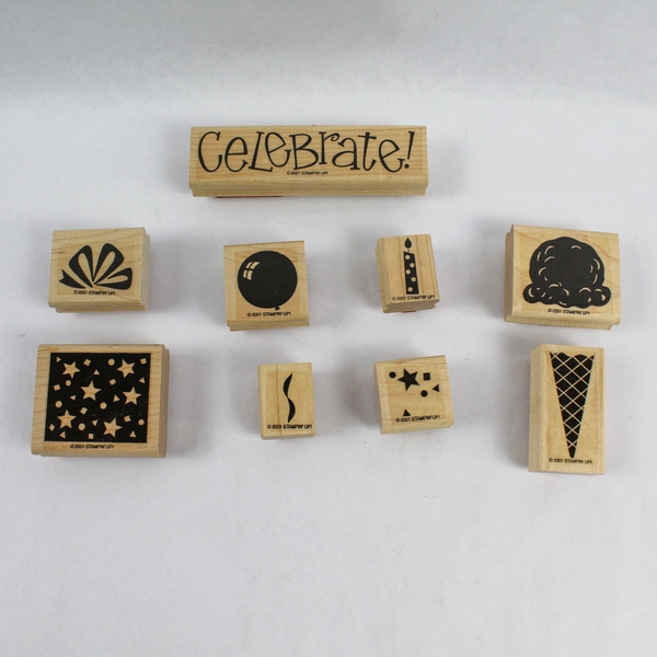 Lot of 9 Stampin Up 2001 Rubber Stamps Celebrate Ice Cream Balloon Candle