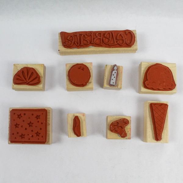 Lot of 9 Stampin Up 2001 Rubber Stamps Celebrate Ice Cream Balloon Candle