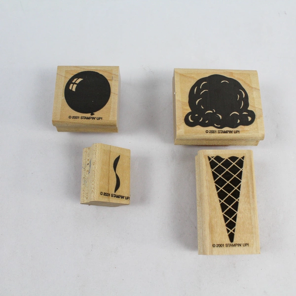 Lot of 9 Stampin Up 2001 Rubber Stamps Celebrate Ice Cream Balloon Candle