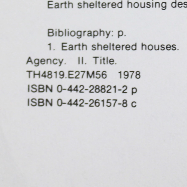 Earth Sheltered Housing Design Underground Space Center Staff 1979 HC