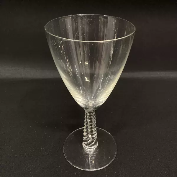 Lot of 5 Vintage Crystal Wine Glasses Clear Airtwist Stem 6 7/8 Inch