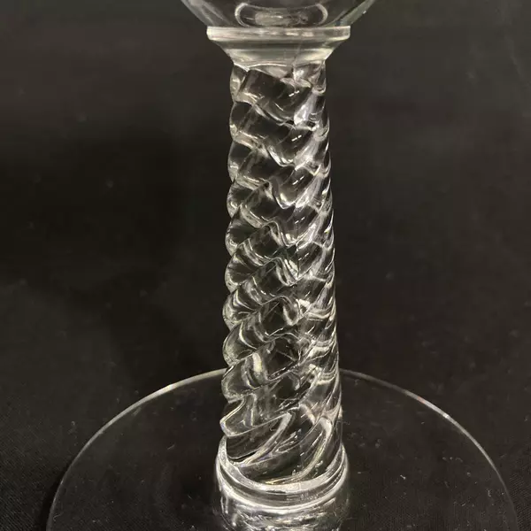 Lot of 5 Vintage Crystal Wine Glasses Clear Airtwist Stem 6 7/8 Inch