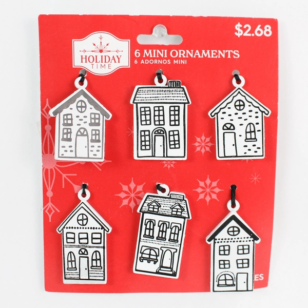New 3 Sets of 6 Holiday Time Mini Wooden Christmas Ornaments