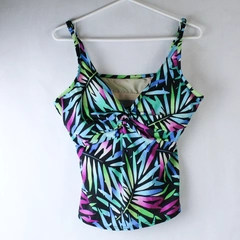 Maxine Size 16 Palm Leaf Swim Top Underwire Women's Built-in Bra 