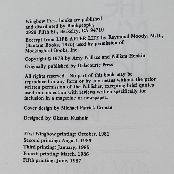 The Psychic Healing Book by Amy Wallace & Bill Henkin 1978 Good Condition