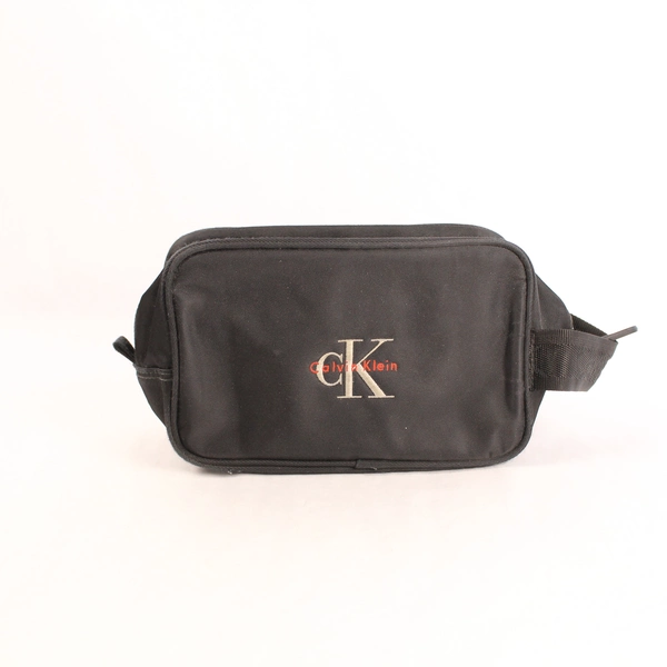 Calvin Klein Black Toiletry Bag Travel Cosmetic Case with Embroidered Logo