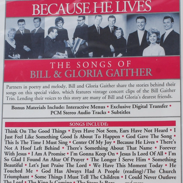 Because He Lives DVD The Songs of Bill and Gloria Gaither Gospel Series Sealed