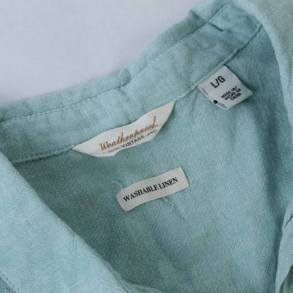Weatherproof Vintage Linen Shirt Top Blouse Women's L Turquoise Short Sleeves