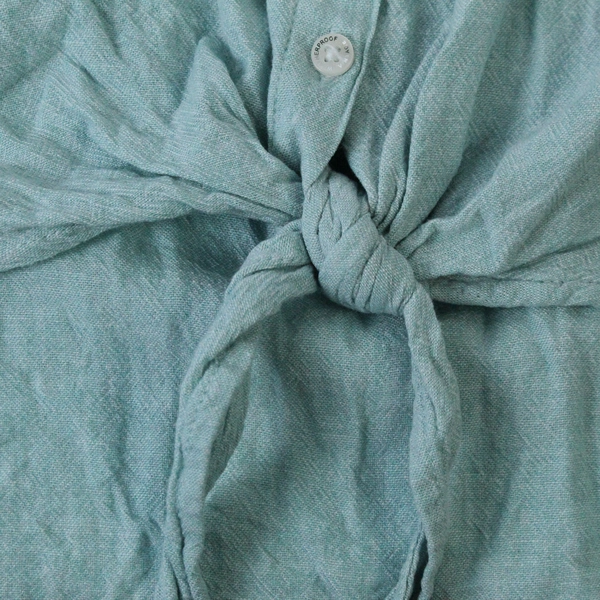 Weatherproof Vintage Linen Shirt Top Blouse Women's L Turquoise Short Sleeves