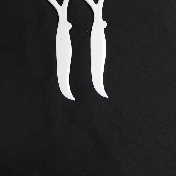 Set of 2 Maryland China Cheese Knives Made In Japan Hand Painted Forsythe 1998