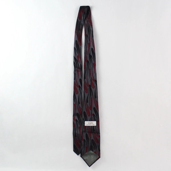 Vintage Lazo Gray Black and Red Patterned Men's Silk Necktie Italy