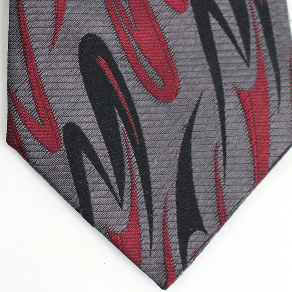 Vintage Lazo Gray Black and Red Patterned Men's Silk Necktie Italy