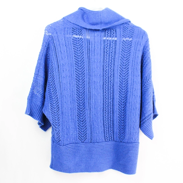 A New Approach Glittery Blue Half-Sleeve Cowl Neck Knit Top Women's Size Medium