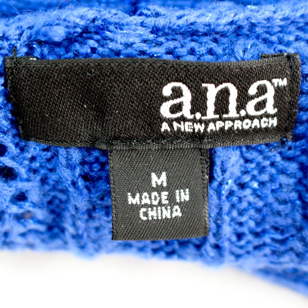 A New Approach Glittery Blue Half-Sleeve Cowl Neck Knit Top Women's Size Medium