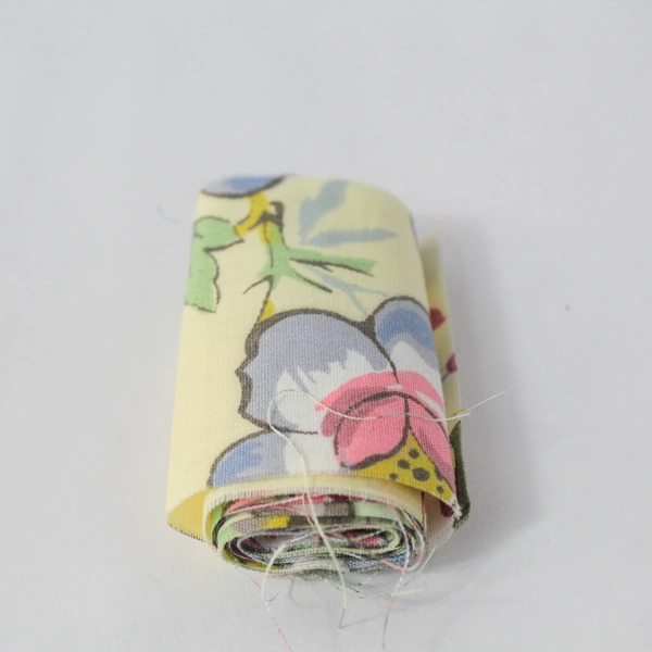 Lot of 5 Blue Beige Pink Floral Fabric Strips 2.75" Wide Cotton Blend