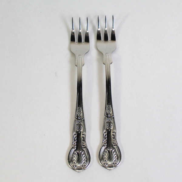 Lot of 2 Vintage Alco Korea Stainless Steel Cocktail Forks Shell Handle