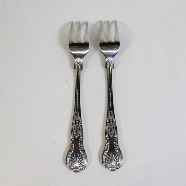 Lot of 2 Vintage Alco Korea Stainless Steel Cocktail Forks Shell Handle