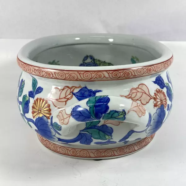 Vintage Chinese Porcelain Foot Bath Hand Paint Flowers And Koi Fish 