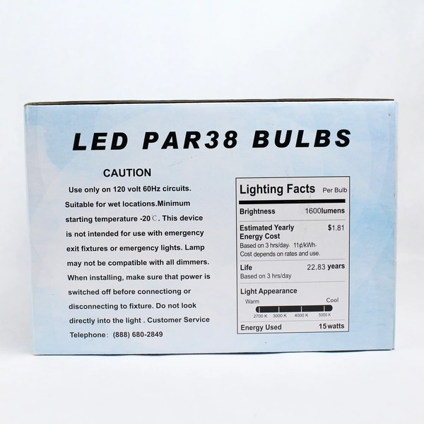 LED PAR38 Dimmable Bulbs 6 Pack White Bulbs 120V/60Hz 15W Original Box