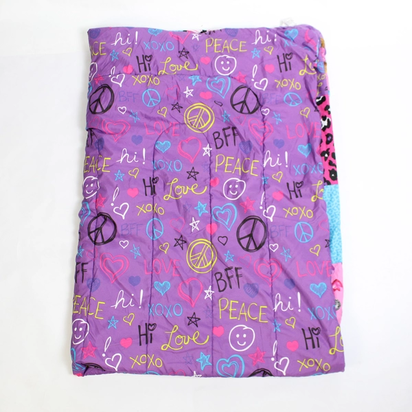 Your Zone Twin Kids Fun Comforter Purple/Pink/Blue w/ Cats, Dogs & Peace Signs