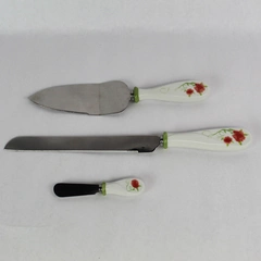 Lot of 3 Stainless Steel Serrated Steak Knife Cheese Slicer Spreader Set