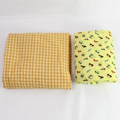 Lot of 2 Yellow Patterned Fabric DIY Crafting Projects Fabric Cutters