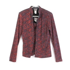 Xscape Women's Small Sleeveless Top & Jacket Set Black Red Metallic Accents