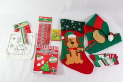 Felt Reindeer Stocking with Stuffers Door Hanger Craft Kit Crayons Pencils Socks