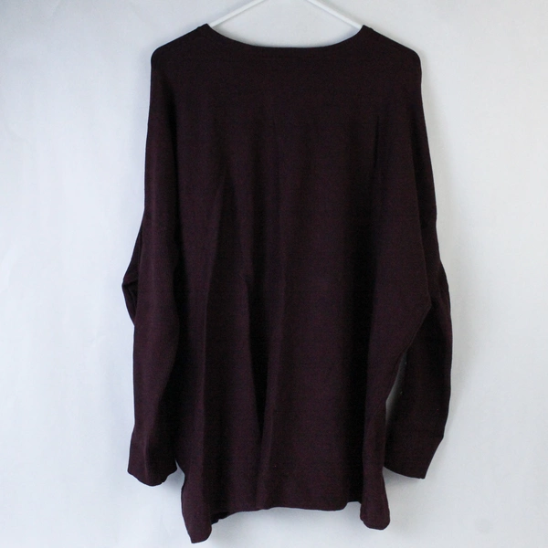 D & Co Sweater Women's Plus Size 1X Burgundy Faux Pearl Accent Long Sleeves