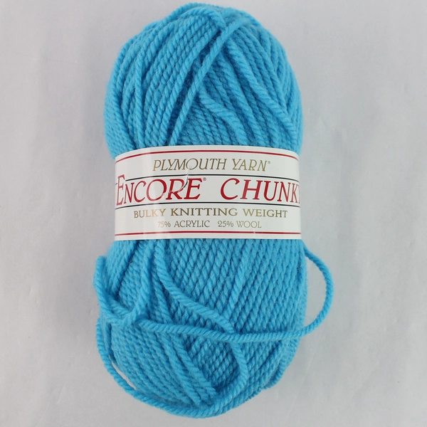 Lot of 3 Plymouth Yarn Encore Chunky Skeins in Blue 143 Yards Each
