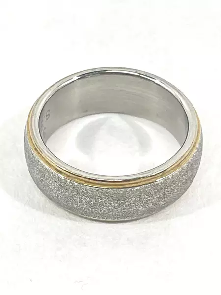 Lot of 2 Size 7 316L Stainless Steel Rings with Gold Edge & Rhinestone