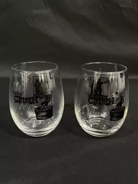 Lot of 2 Carlton Crush Stemless Wine Glasses Visit Carlton Oregon