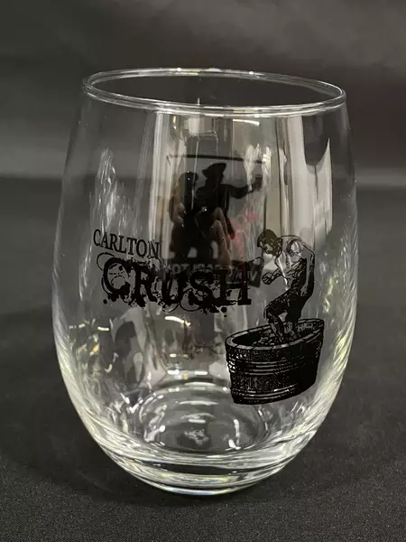 Lot of 2 Carlton Crush Stemless Wine Glasses Visit Carlton Oregon