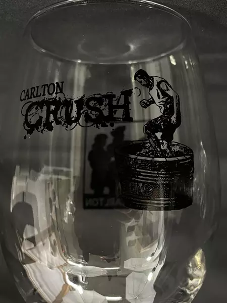 Lot of 2 Carlton Crush Stemless Wine Glasses Visit Carlton Oregon
