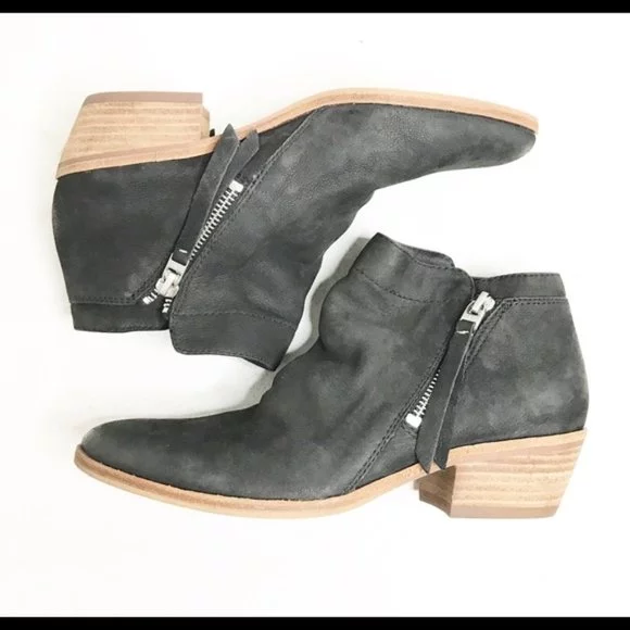 Sam Edelman Packer Ankle Booties Zipper Black Women's Size 5.5 Almond Toe