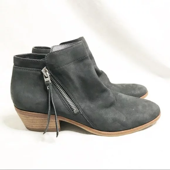 Sam Edelman Packer Ankle Booties Zipper Black Women's Size 5.5 Almond Toe