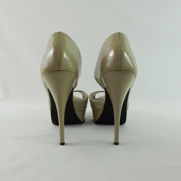 City Streets Beige Faux Leather Platform Heels Pumps Women's Size 8.5