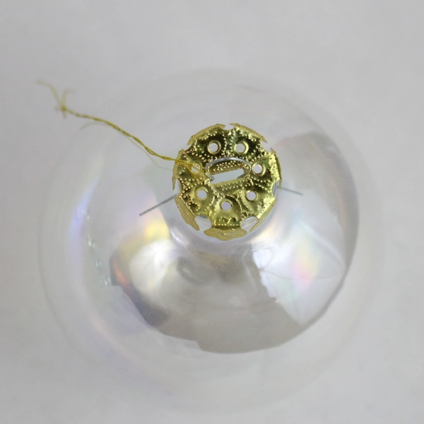 Lot of 7 Christmas Ball Clear Iridescent Glass Hanging Decor 3 Inch Diameter