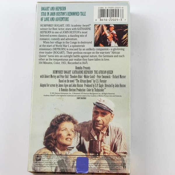 The African Queen VHS Katharine Hepburn Humphrey Bogart Classic Movie