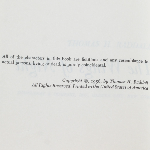 The Wings of Night Thomas H Raddall Hardcover 1956 Doubleday and Company