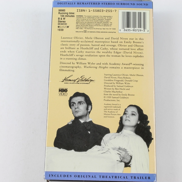 Wuthering Heights VHS Tape 1939 Samuel Goldwyn Home Entertainment Black & White