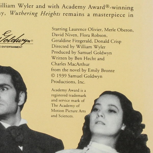 Wuthering Heights VHS Tape 1939 Samuel Goldwyn Home Entertainment Black & White