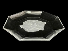 Mikasa Vintage Octagon Crystal Plate Etched Rose Design 8.25" Diameter