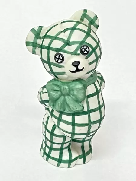 1991 Franklin Mint Gingham Teddy Bear Figurine Americana Collection 2.75"