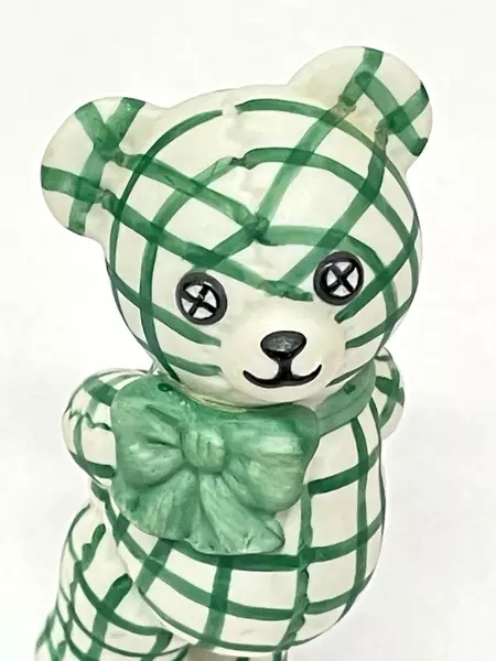 1991 Franklin Mint Gingham Teddy Bear Figurine Americana Collection 2.75"