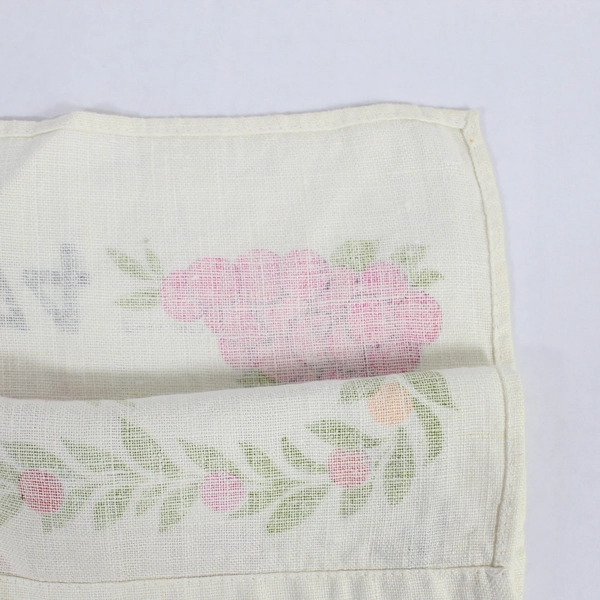 Vintage 1974 HBI Tea Towel Calendar Cream Green Red Fruit Basket Collectible