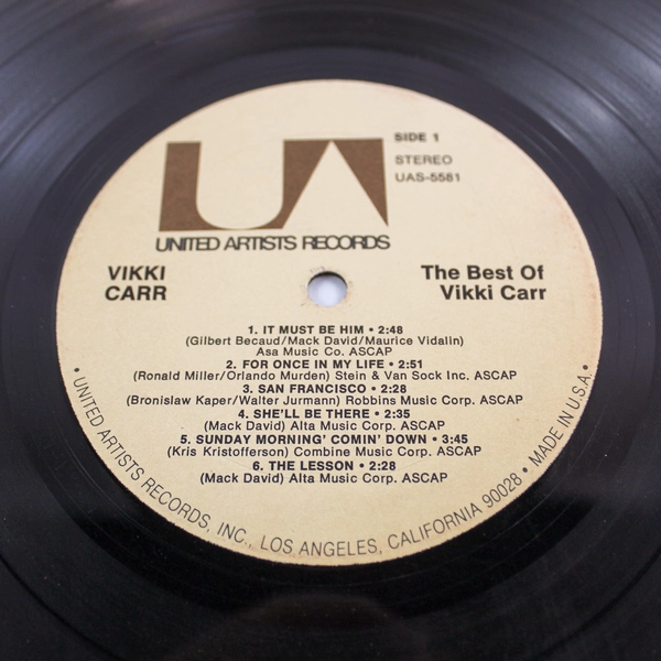 The Best of Vikki Carr Vinyl Record Music 33 RPM 12 inch United Artists Records