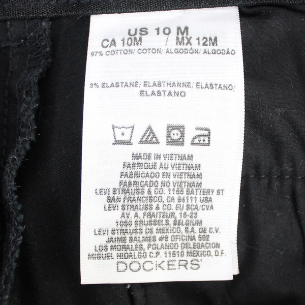 Dockers Pants Women's Size 10 Medium Flat Front Back Pockets Black Straight Leg