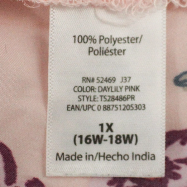 Terra & Sky Women's Pink Floral Silky Off the Shoulder Blouse Plus Size 1X